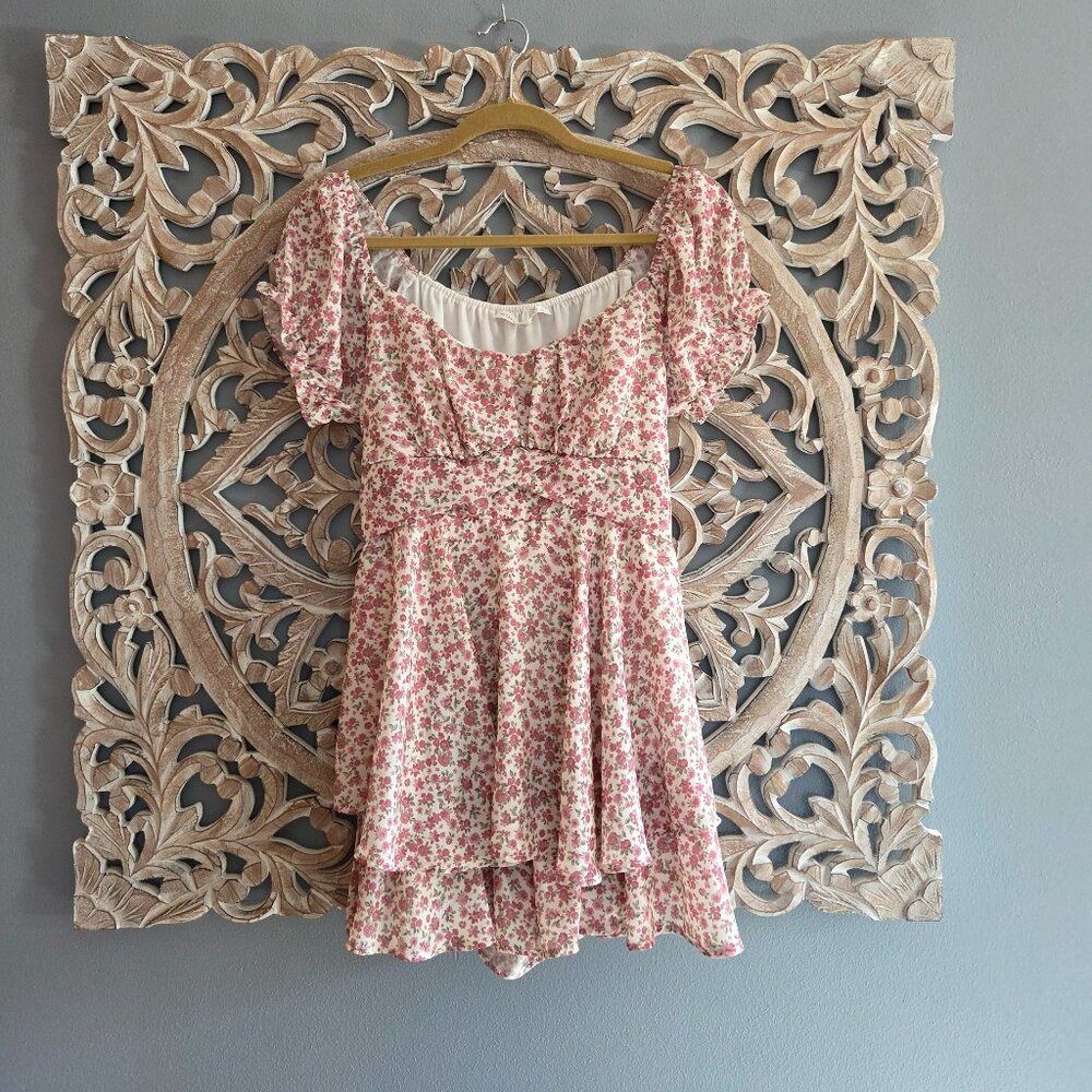 Altard State Pink Floral Romper Dress Shorts Size XL